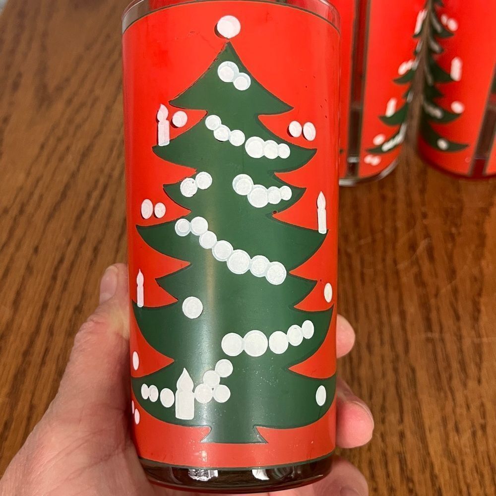 Waechtersbach Christmas Tree Tall Glasses, German set of 5 - Picture 4 of 6